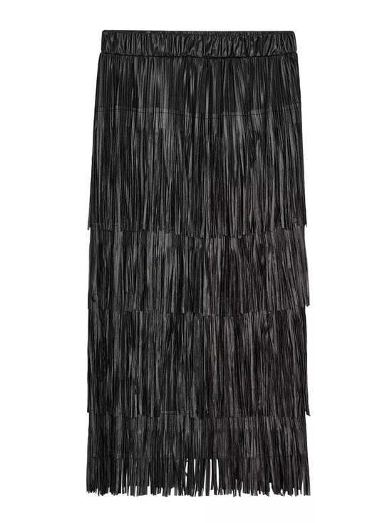 Zara Dresses & Skirts - Zara Black Tiered Fringe Midi Skirt